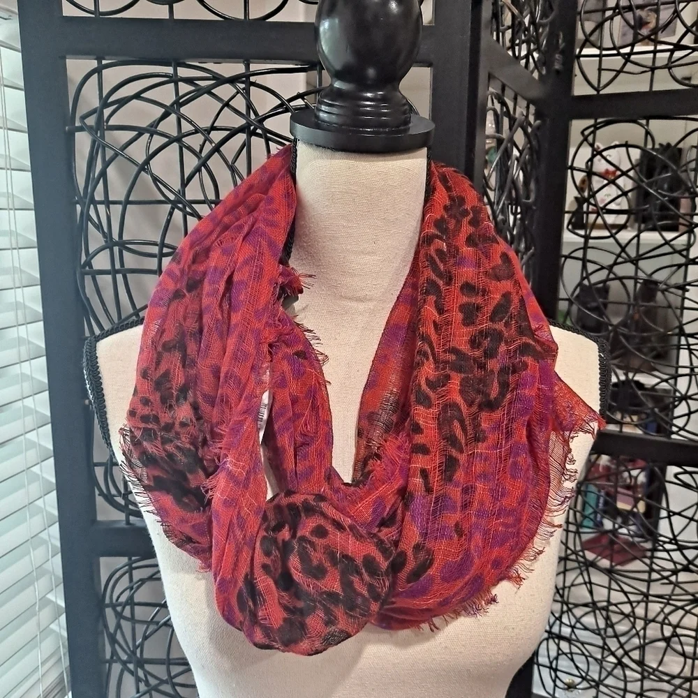 Collection Eighteen Infinty Loop Scarf Red Animal Print NWT